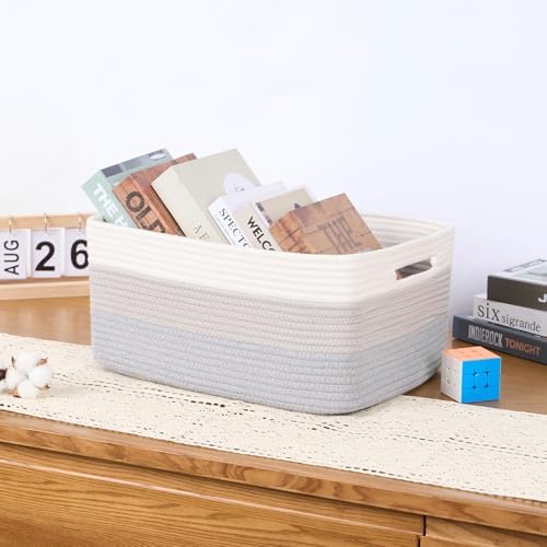 4 Pack Gradient Grey Woven Storage Baskets for Home Organization