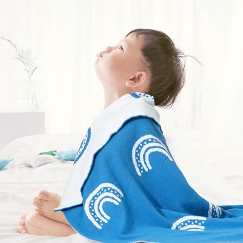 Davids Kids Rainbow Cotton Knitted Baby Blanket