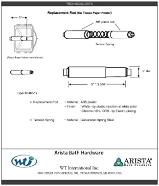 Arista Spring Loaded Toilet Paper Holder Rod Replacement 2 Pack Satin Nickel