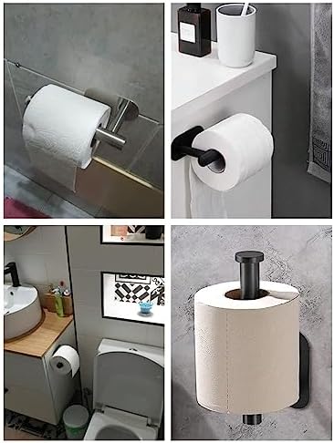 Silvery Adhesive Toilet Paper Holder with Extra Nano Tape