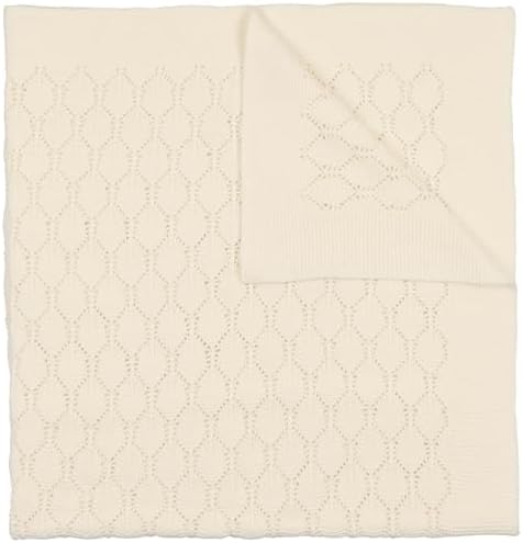 Chunky Pointelle Knit Baby Blanket - Cream 29 x 36