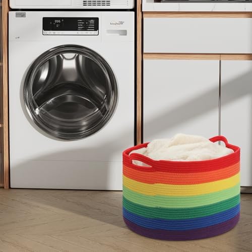 Eblog Large Woven Blanket Basket 20x13 Rainbow