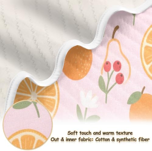 Custom Pink Berry Orange Pear Floral Swaddling Blanket for Baby Girl
