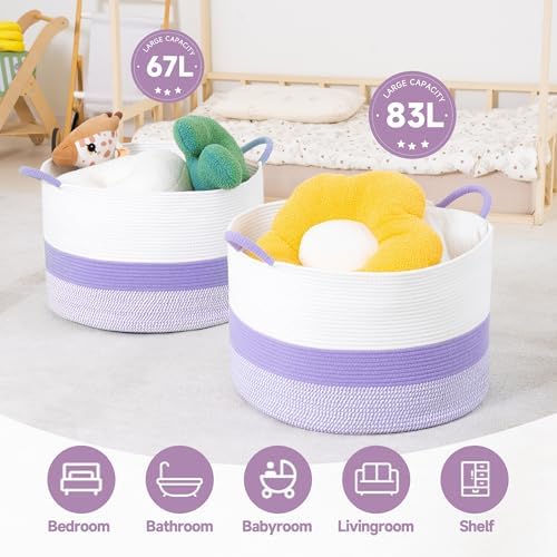 CLHMILYZ Cotton Rope Basket - 20x13 Inches Storage Bin