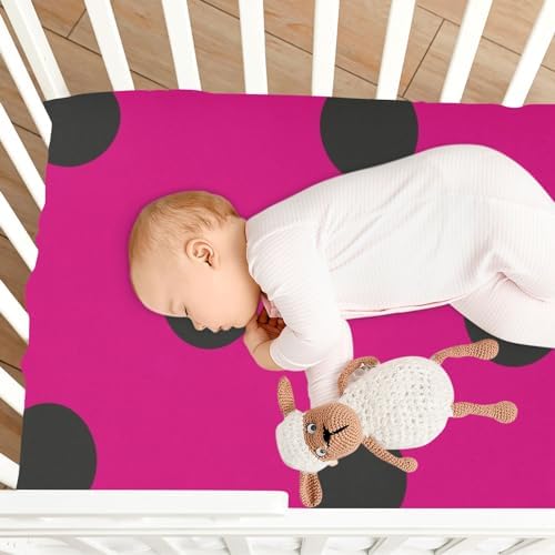 Hot Pink Polka Dots 52x28 Crib Sheets