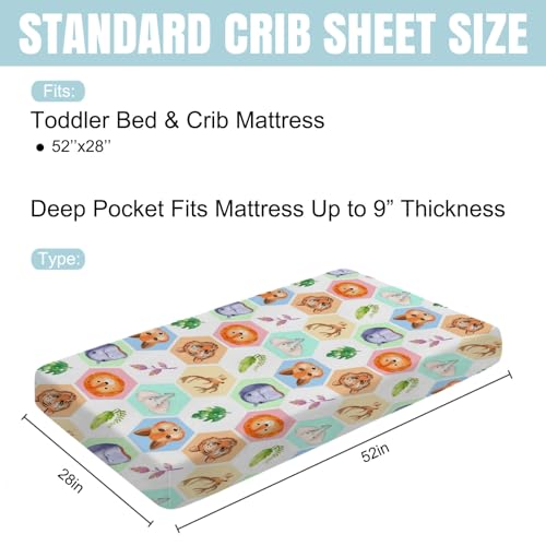 Cute Safari Animals Crib Sheets for Baby