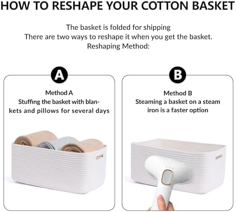 MiniArk Woven Storage Baskets 2 Pack 17x13x75 Off White