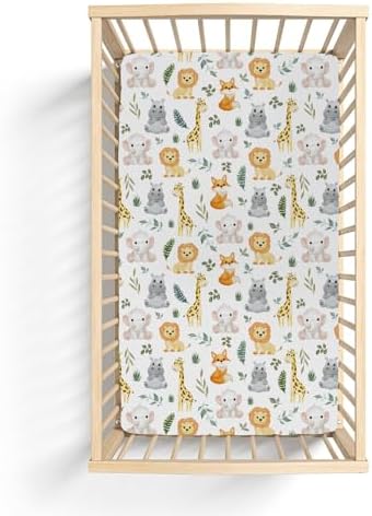 Safari Animals Crib Sheets for Boy Girl 28x52 Fitted