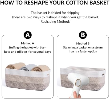MiniArk Woven Rope Storage Baskets 2 Pack Gradient Brown 17x13x75