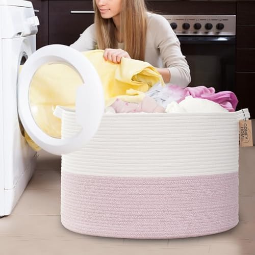 COMFY-HOMI XXL Blanket Storage Basket 21x21x136 - WhitePink