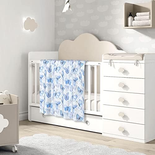 Watercolor Butterfly Light Blue Baby Blanket 30x40 Inch