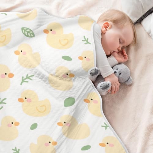 Customizable Cute Yellow Duck Baby Blanket with Name