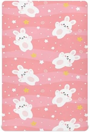 KICPOAY Cartoon Rabbit and Star Crib Sheets