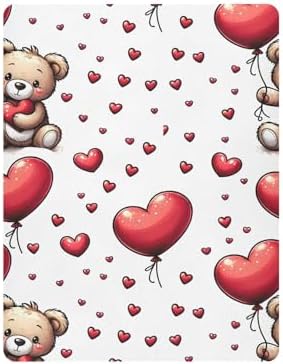 ALAZA Love Teddy Bear Heart Balloon Crib Sheet for Babies