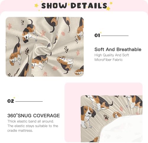 ALAZA Beagle Crib Sheets for Baby Girls and Boys