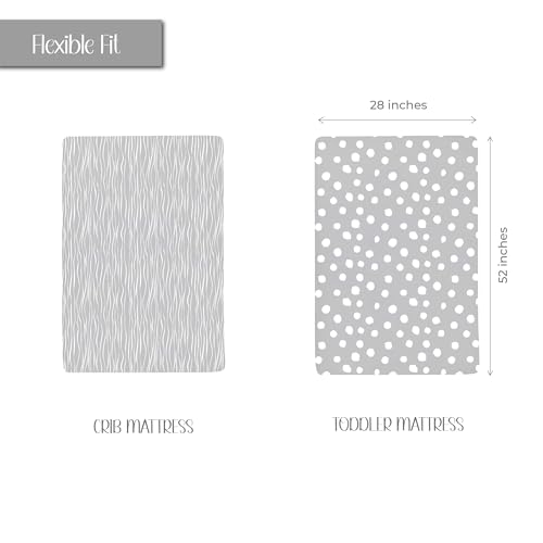 Crib Sheet Set 2 Pack 100 Jersey Cotton Grey White Stripes Dots