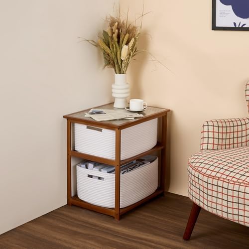 MiniArk Woven Storage Baskets 2 Pack 17x13x75 Off White