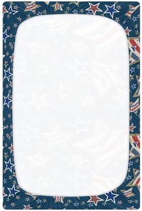 KICPOAY Crib Sheets USA Star Pattern Stretchy Playard Sheets for Baby