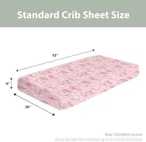 Pink Floral Bows Crib Sheet for Girl