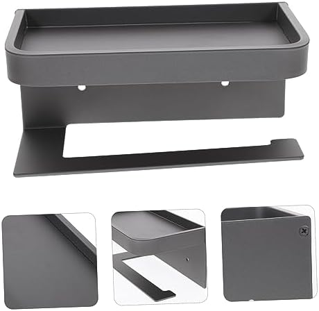 Toilet Paper Holder with Shelf - Durable Aluminum Bathroom Organizer