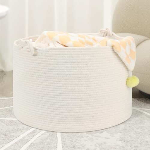 Eblog Large Blanket Basket 20x13 White Woven