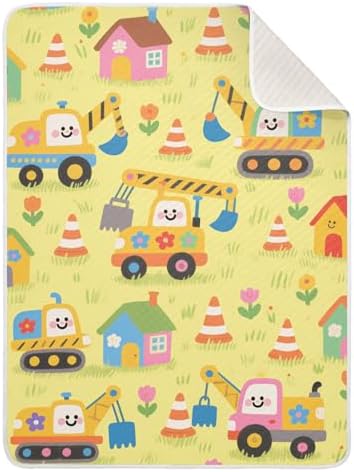 Sanluoli Baby Boy Blanket Yellow Cartoon Car 30x40in