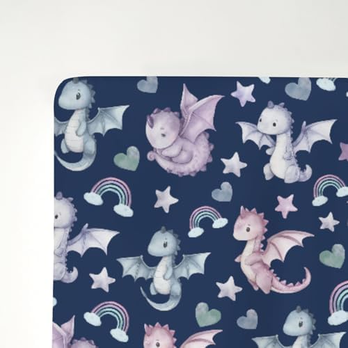 Cute Dragons Rainbow Baby Crib Sheet 28x52