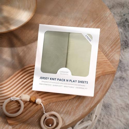 GRSSDER Mini Crib Sheets 2 Pack Sage Green