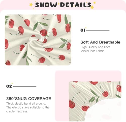 ALAZA Phone Wallpaper Cherry Printed Crib Sheets for Boys and Girls