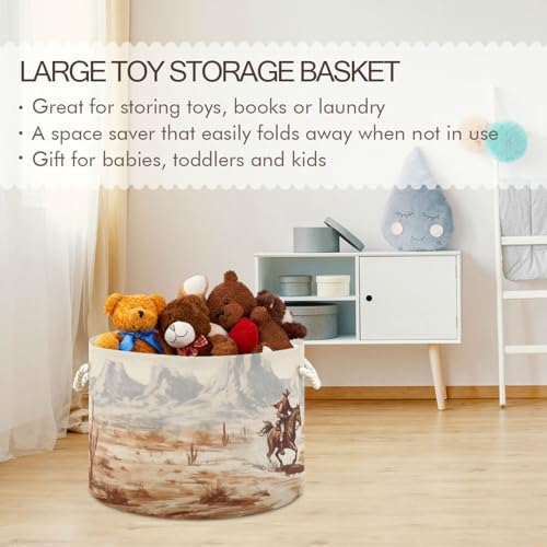 YETTASBIN Large Round Storage Basket for Baby Toys Books