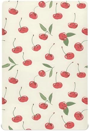 ALAZA Phone Wallpaper Cherry Printed Crib Sheets for Boys and Girls