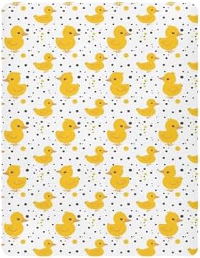 ALAZA Cute Yellow Duck Polka Dot Crib Sheets for Girls and Boys