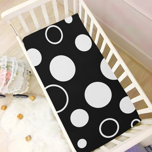 Ultra Soft Black White Polka Dots Crib Sheet 39x27