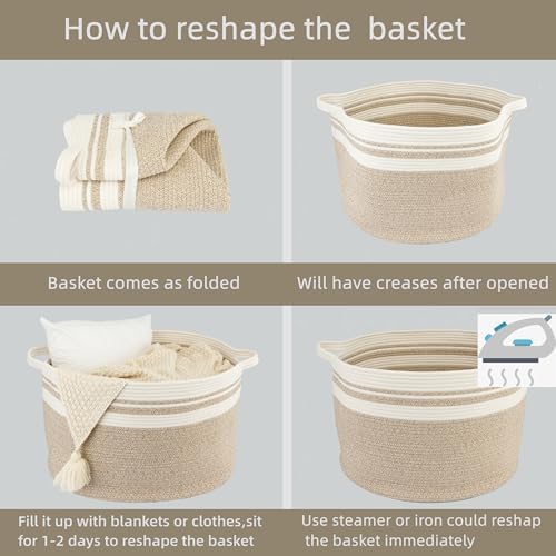 Large Woven Cotton Rope Storage Basket for Kids and Baby