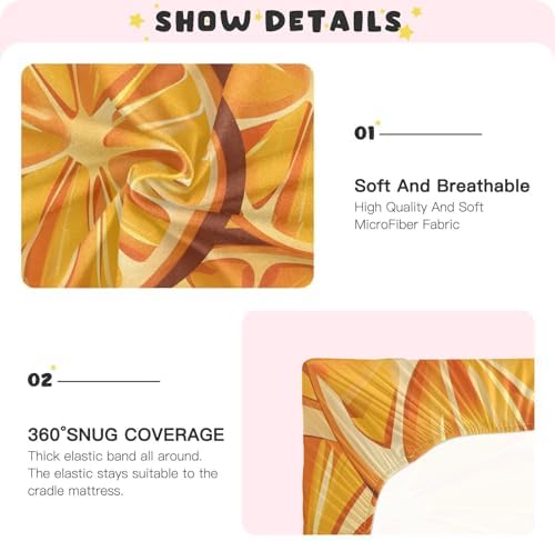 ALAZA Orange Lemon Yellow Crib Sheets for Girls and Boys