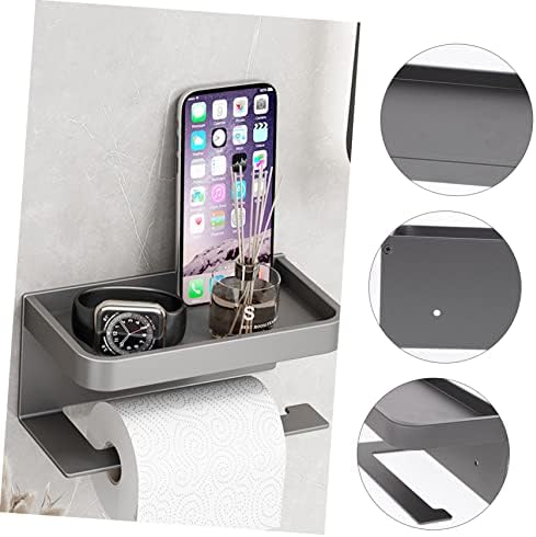 Toilet Paper Holder with Shelf - Durable Aluminum Bathroom Organizer