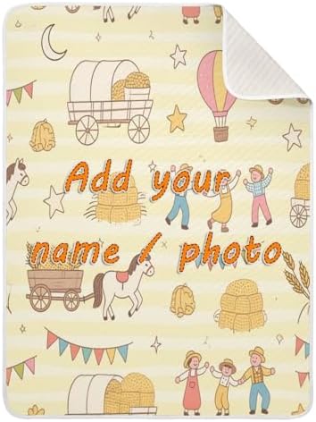 Custom Happy Farm Bunny Swaddle Blanket 30x40in