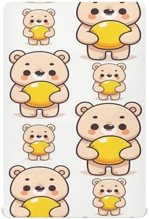 ALAZA Cute Cartoon Bear Crib Sheets for Boys and Girls