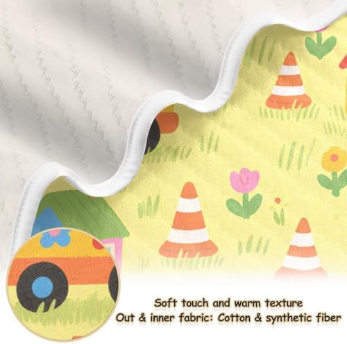 Sanluoli Baby Boy Blanket Yellow Cartoon Car 30x40in