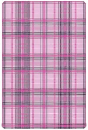 KICPOAY Fitted Crib Sheets Dark Pink Plaid Stretchy Playard Sheets for Baby