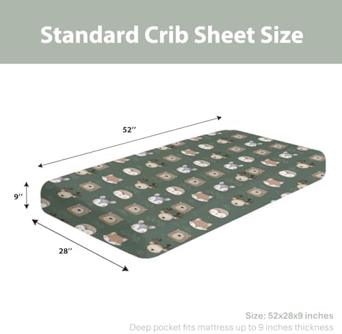 Baby Animals Crib Sheet Bear Deer Bunny Soft Fitted