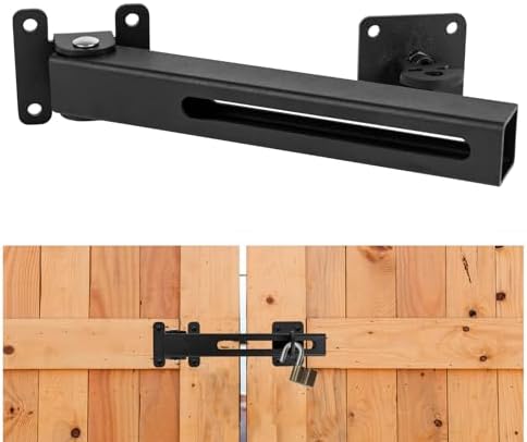VANROUG Adjustable Flip Gate Latch Lock with Padlock Hole Matte Black