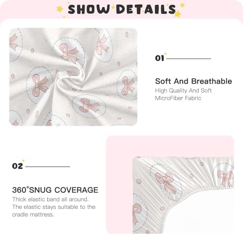 Fitted Crib Sheets with Pink Bows and Pastel Polka Dots