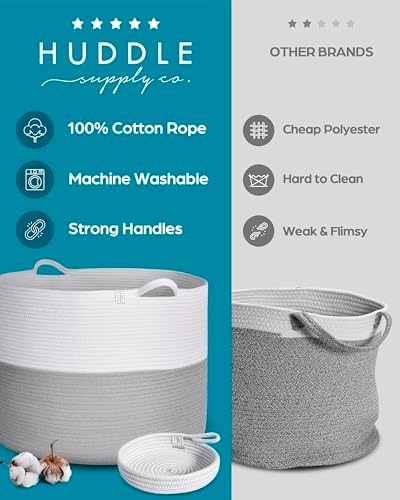Huddle Supply Co Jumbo 125L Extra Large Woven Blanket Basket