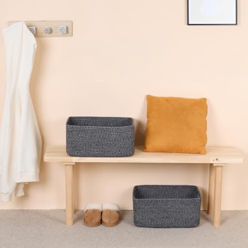 MiniArk 2-Pack Woven Storage Baskets 17x13x75 Dark Gray