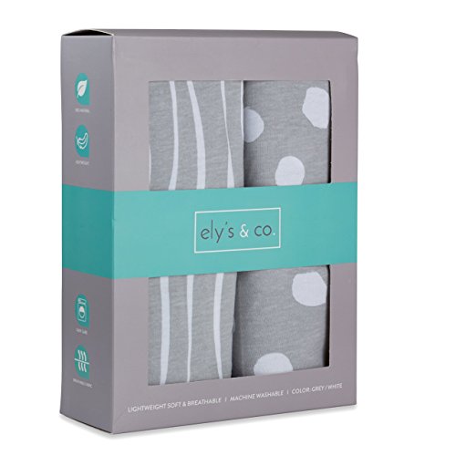Crib Sheet Set 2 Pack 100 Jersey Cotton Grey White Stripes Dots