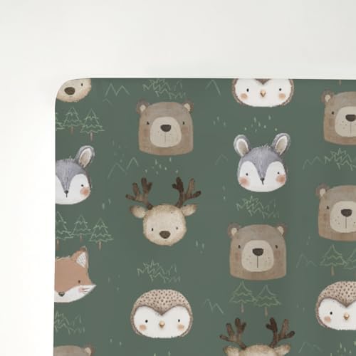 Baby Animals Crib Sheet Bear Deer Bunny Soft Fitted