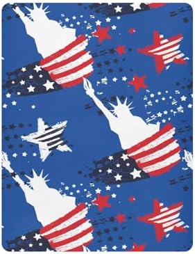 KICPOAY 4th of July Statue of Liberty Crib Sheets