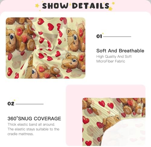 Wassud Cute Bear Crib Sheets for Boys Girls 27x39 1