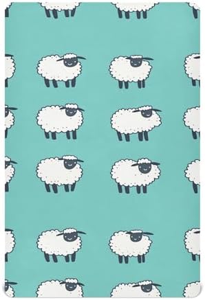 Wassud Cute Sheep Crib Sheets Breathable 27x39 Inch Pack and Play Fitted